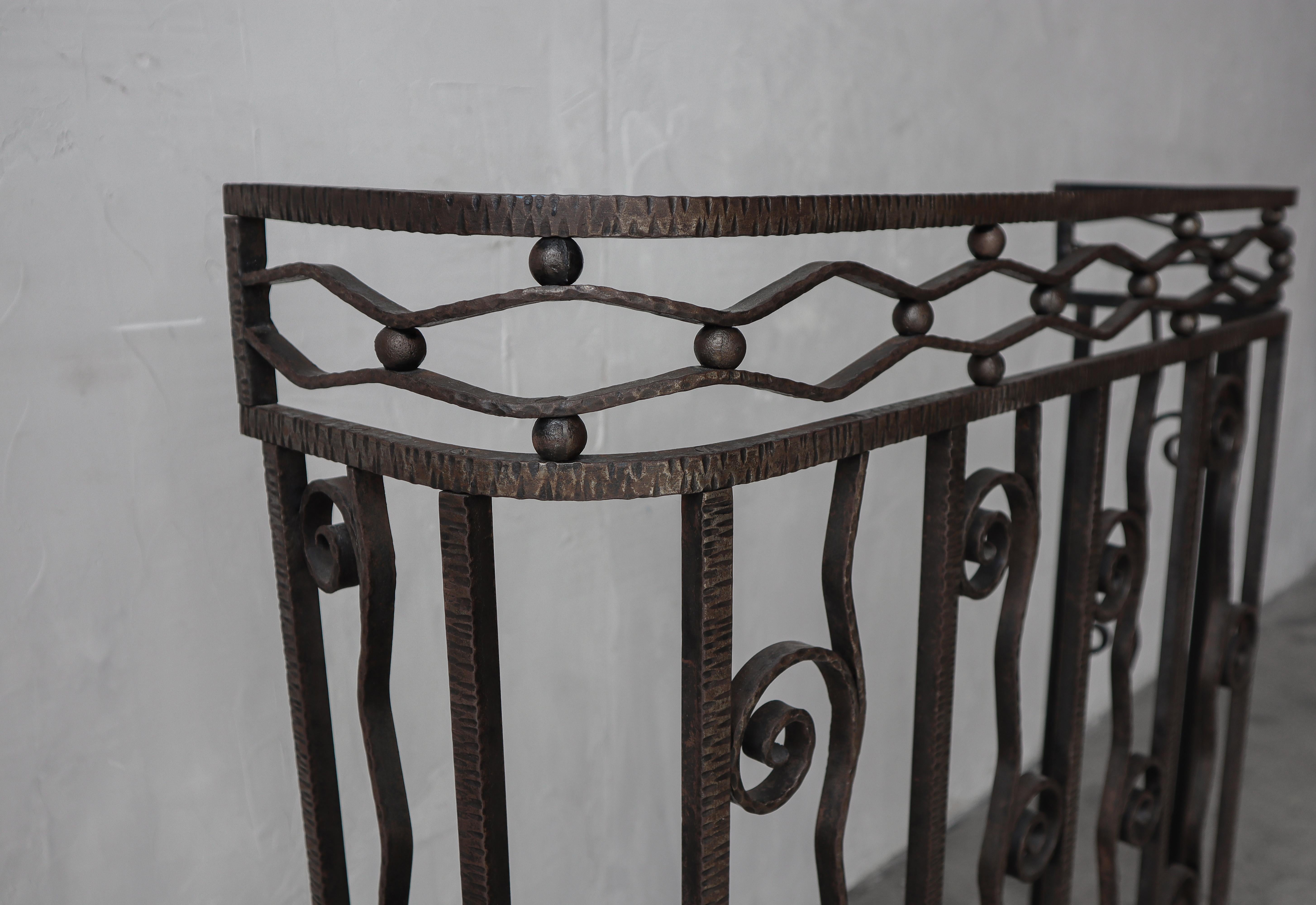 French Antique Forged Iron Fireplace Screen For Sale 2