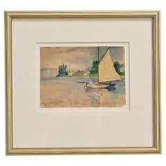 French Antique Framed Watercolor Painting