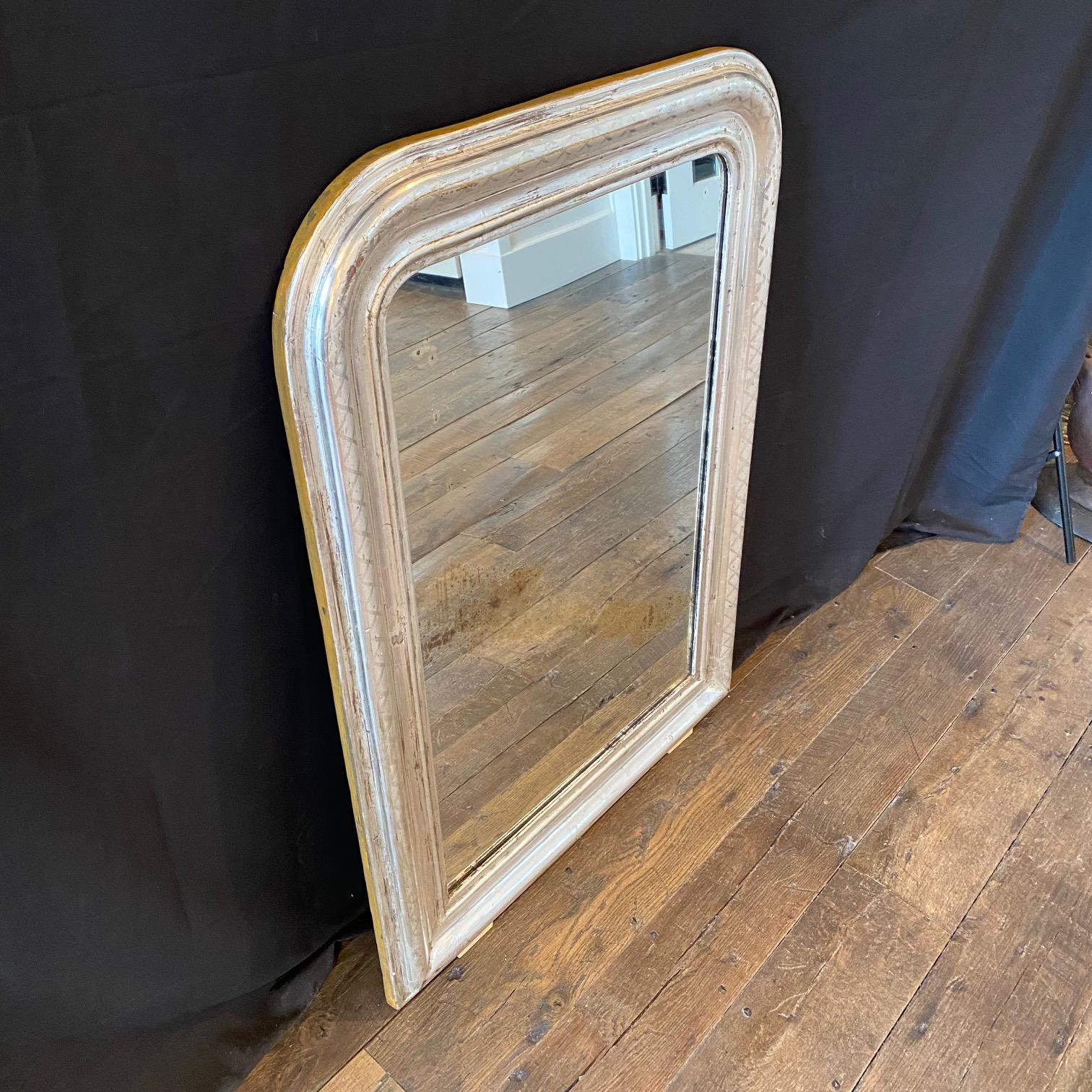 French Antique French 19th Century Silver Gilt Louis Philippe Mirror For Sale 2