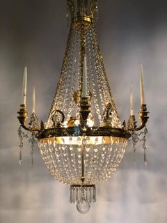 French Antique Gilded Bronze Empire Chandelier from 1810