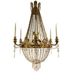 French Antique Gilded Bronze Empire Chandelier from 1810