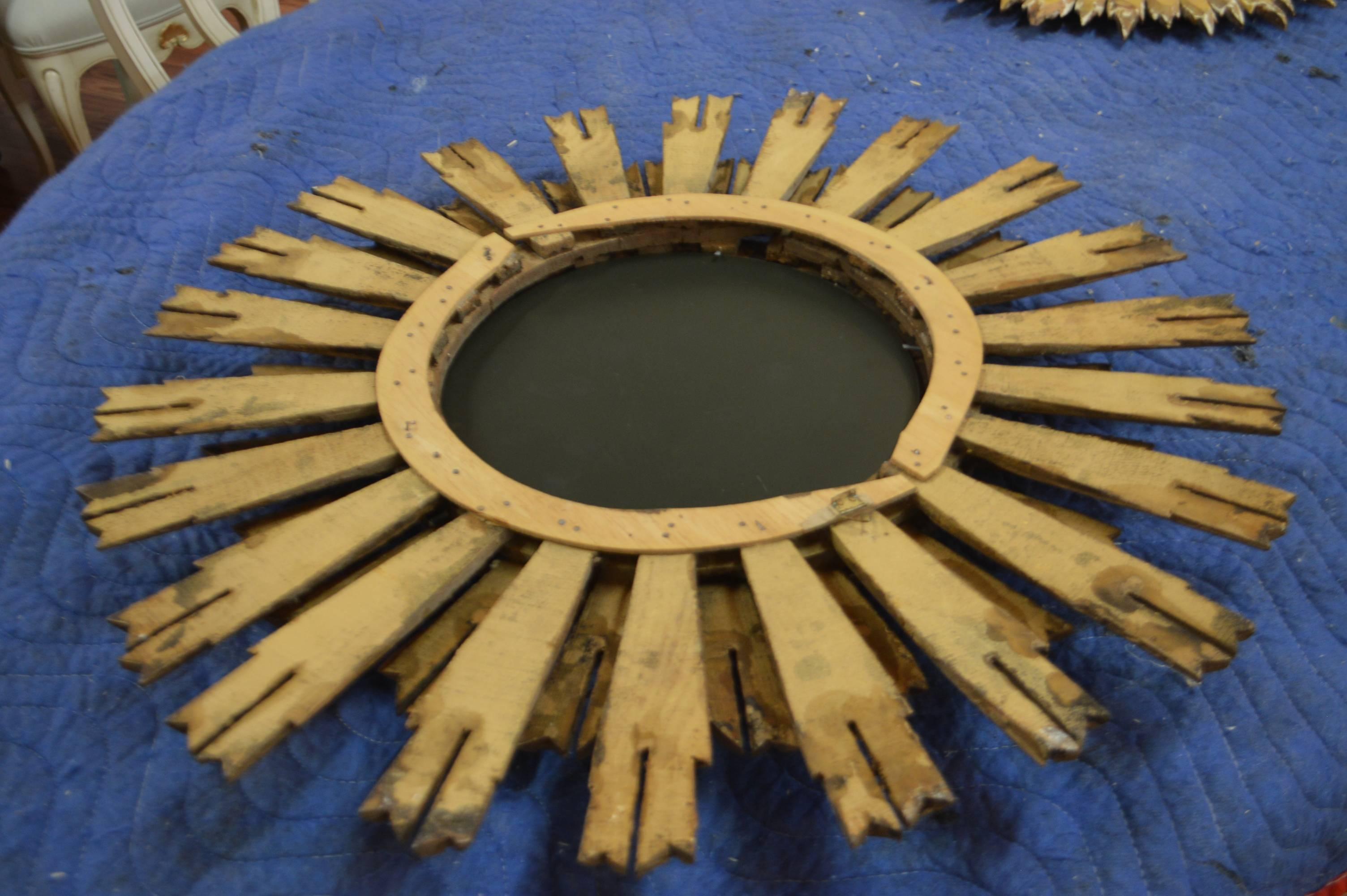 Gilt French Antique Gilded Sunburst Mirror