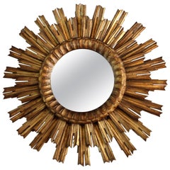 French Antique Gilded Sunburst Mirror