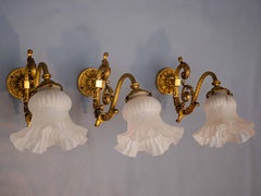 Französische antike vergoldete Trio Wandlampen