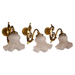 French Antique gilded trio wall lamps