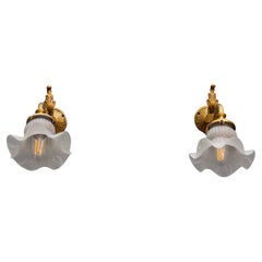 French antique gilded wall lamps pair