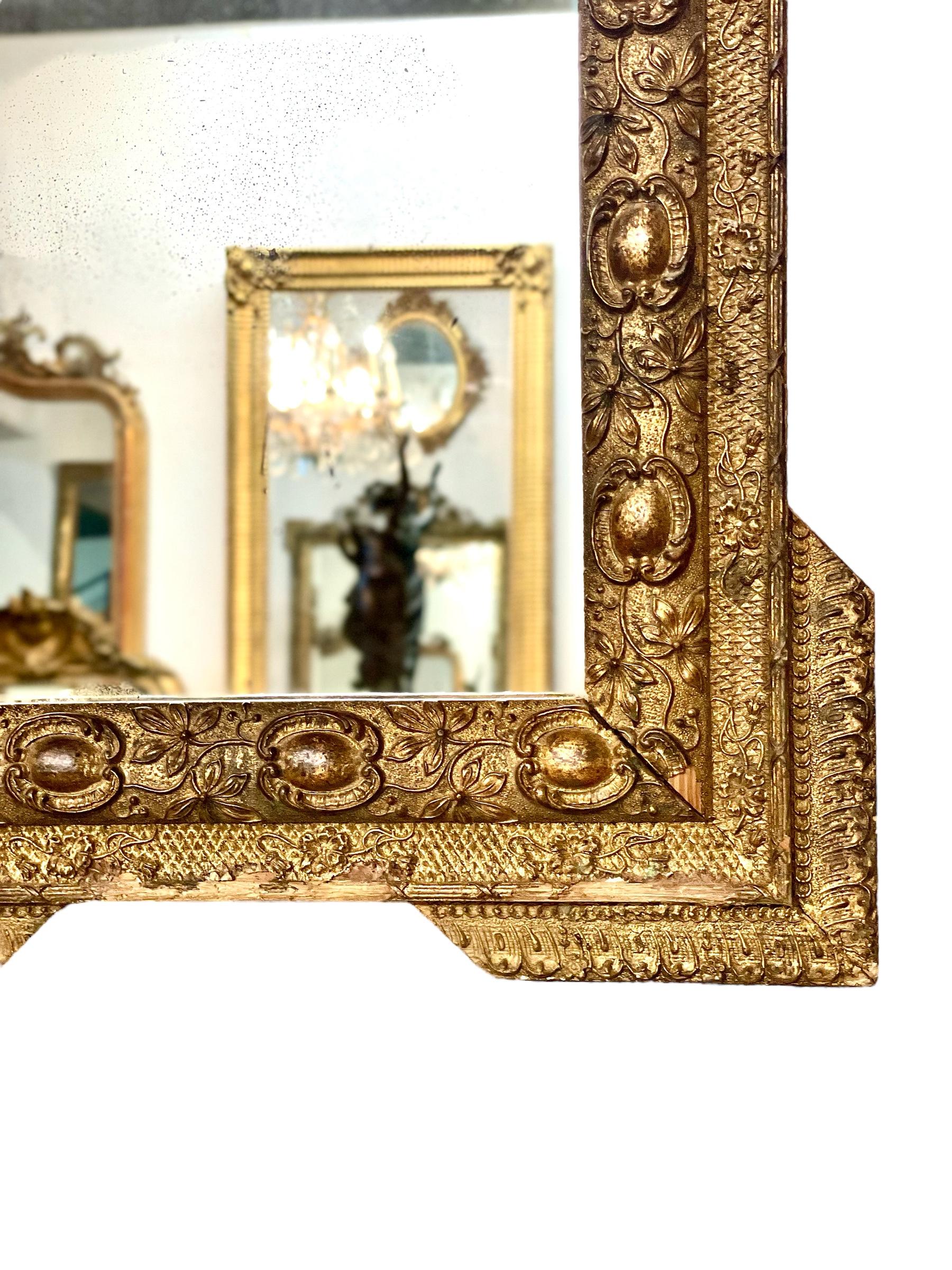 20th Century French Antique Giltwood Wall Mirror