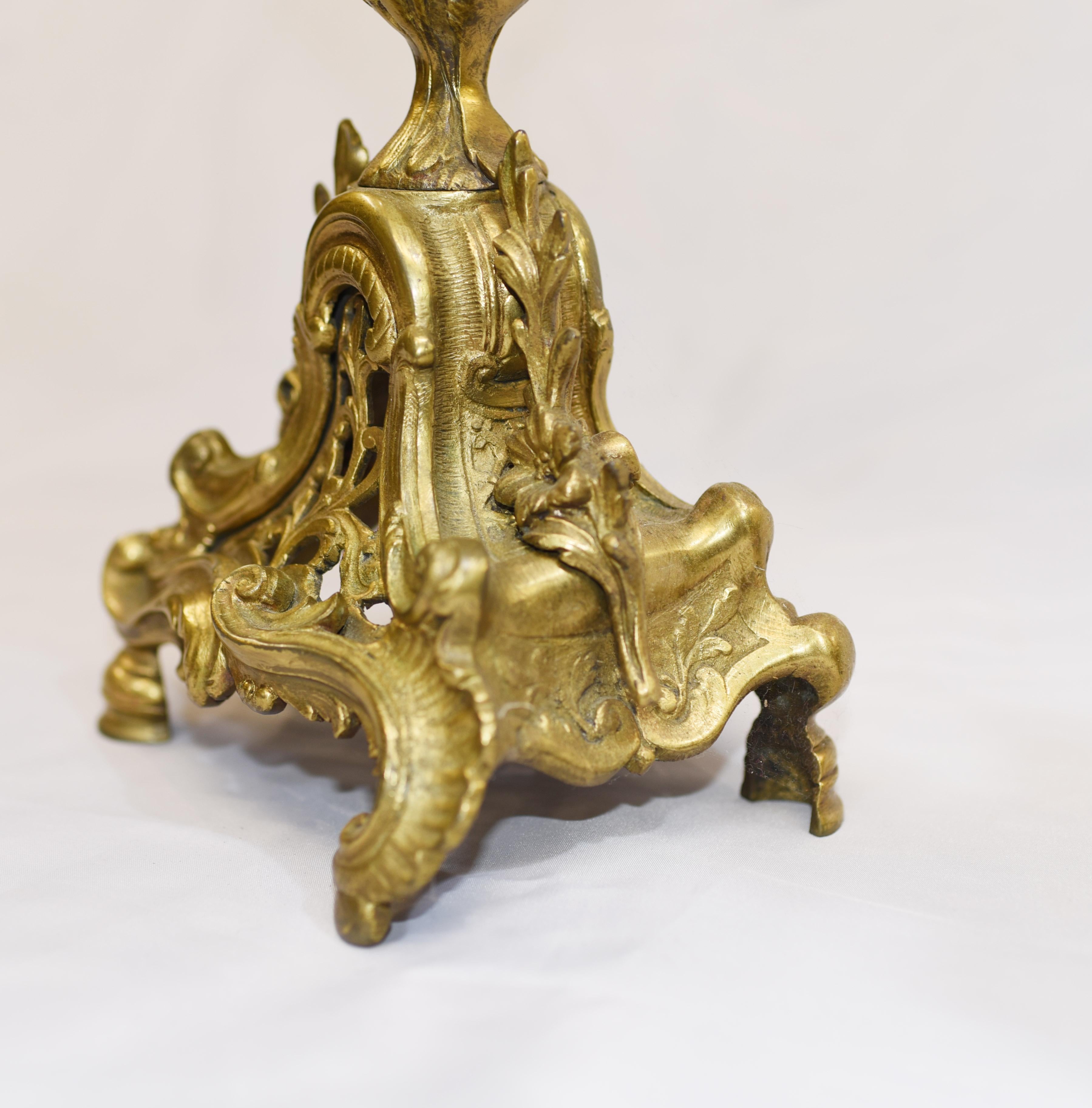 French Antique Gilt Clock Set, Cherub Garniture 7