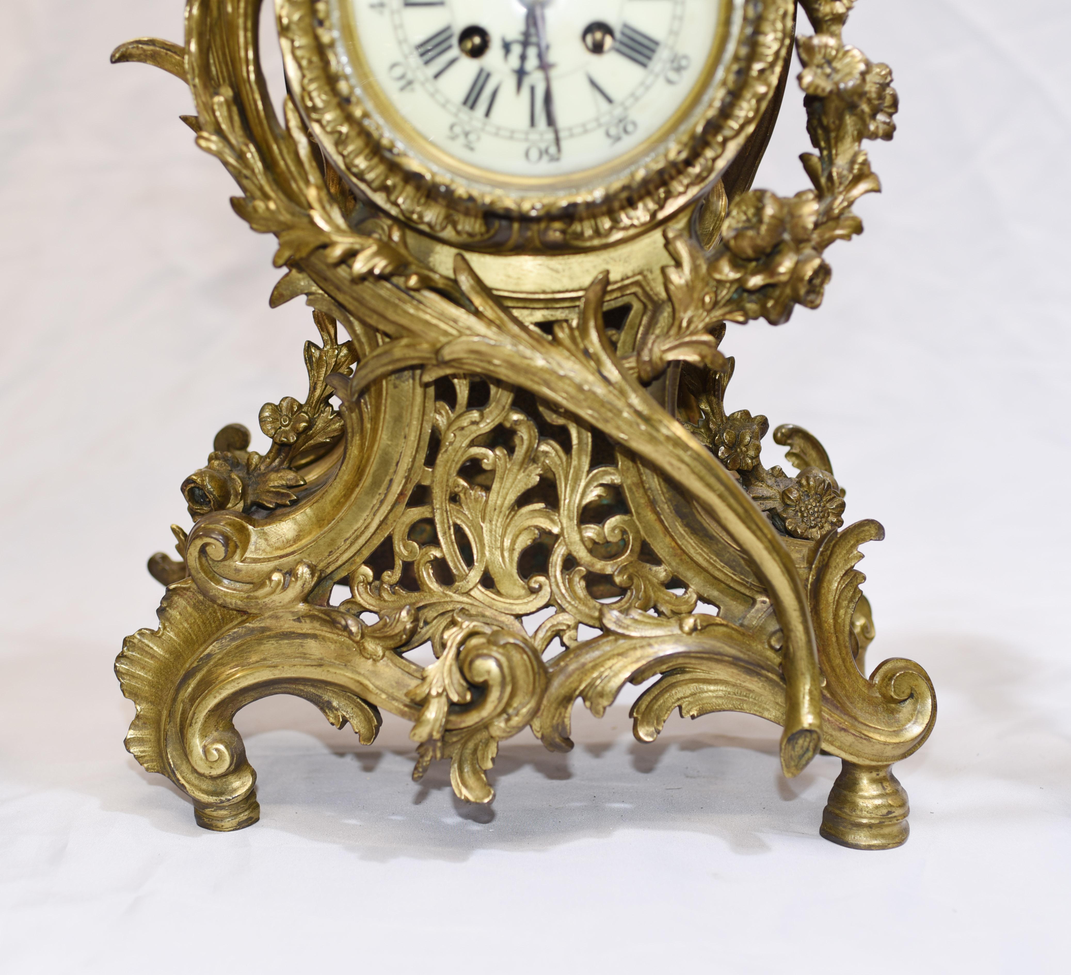 Early 20th Century French Antique Gilt Clock Set, Cherub Garniture