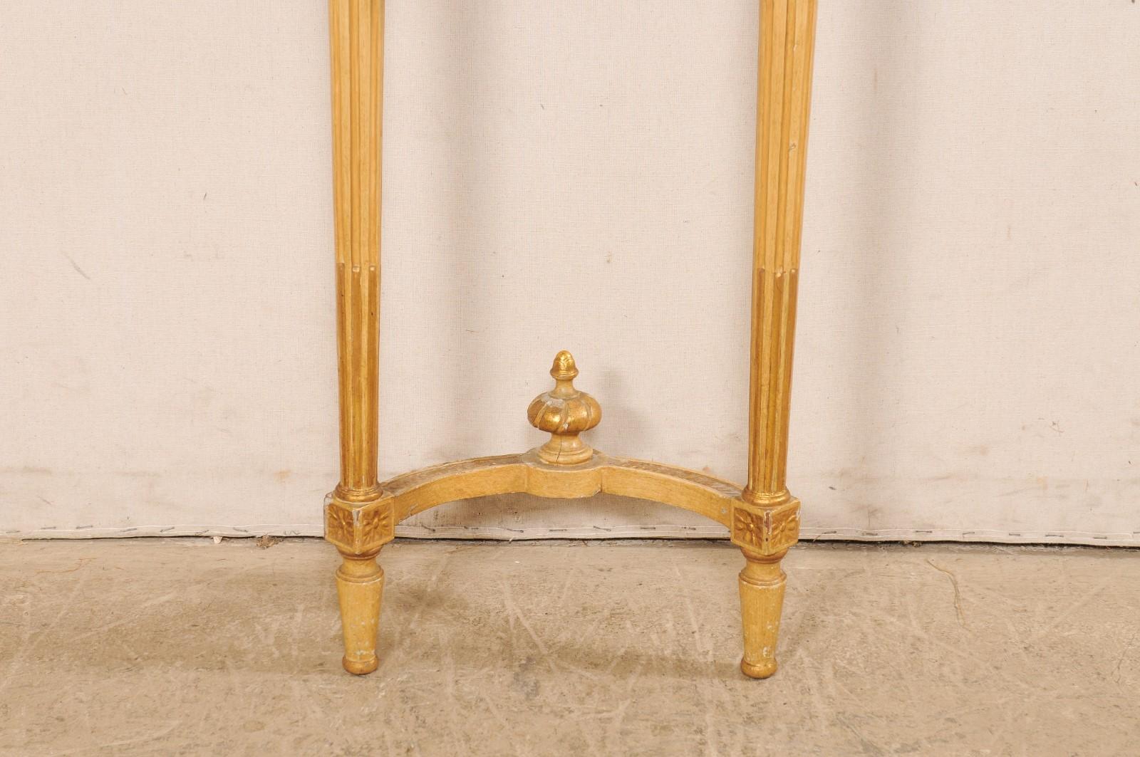 French Antique Giltwood & Marble Top Demi-console- a Space Solving Petite Size! In Good Condition For Sale In Atlanta, GA