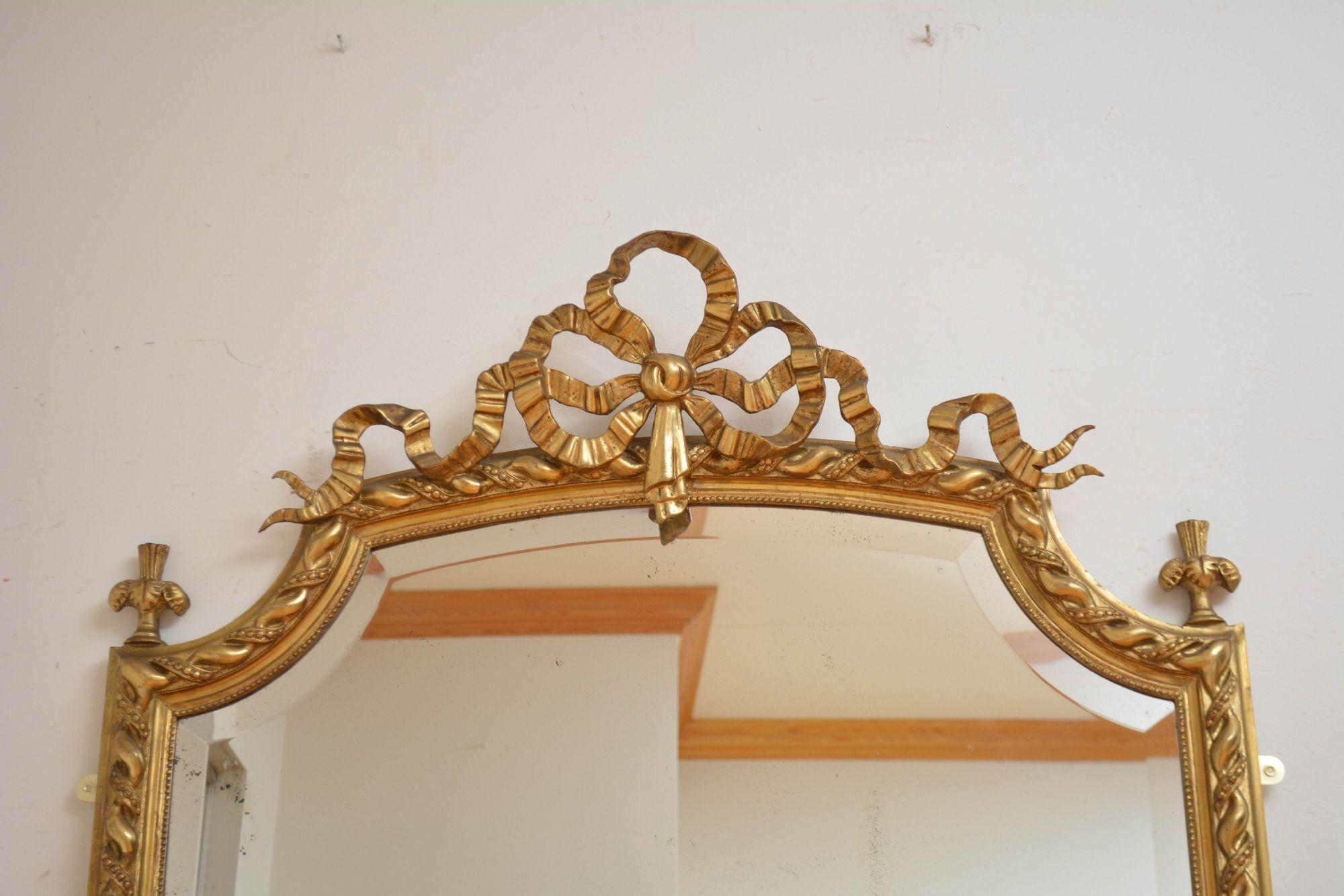 Espejo de Pared Antiguo Giltwood Francés H180cm 5
