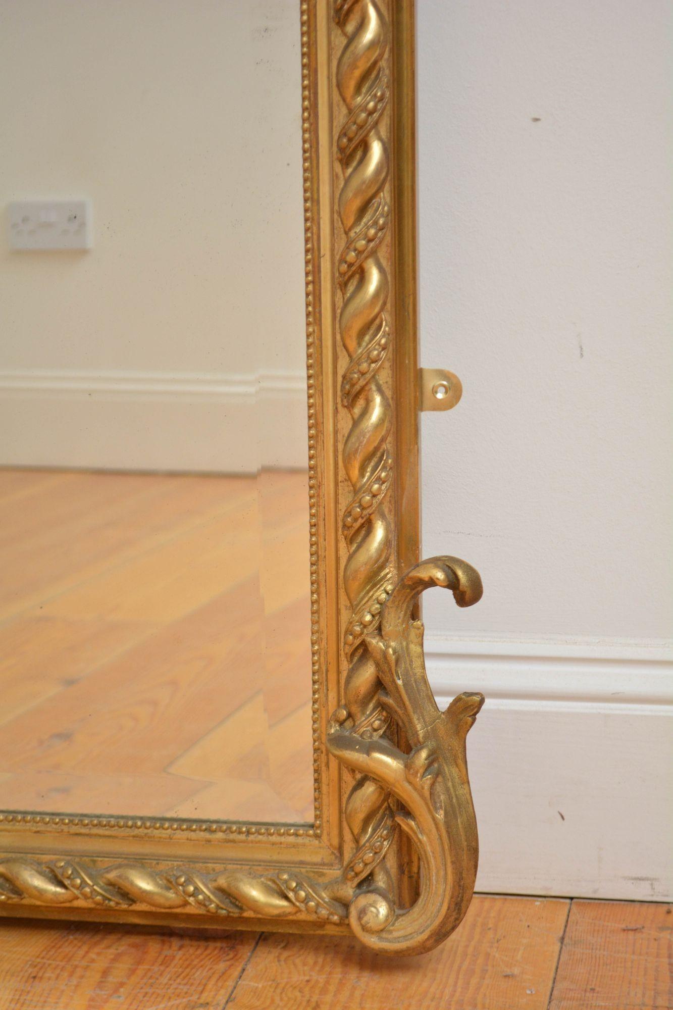 Espejo de Pared Antiguo Giltwood Francés H180cm 8