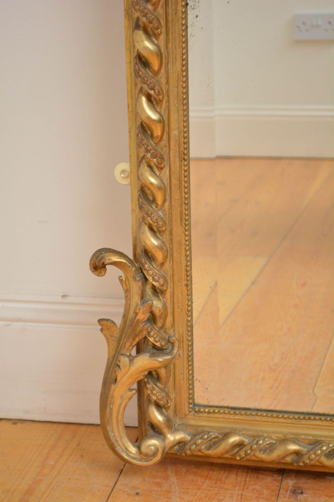 19th Century French Antique Giltwood Wall Mirror H180cm For Sale