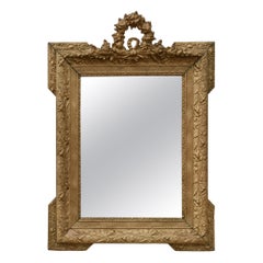 French Antique Giltwood Wall Mirror, Napoleon III, Louis XV Revival, c.1870