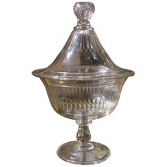 drageoir ancien Comport-Drageoir en verre ancien français