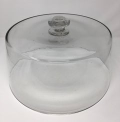 French Antique Glass Dome, Cloche with Solid Glass Knob Handle
