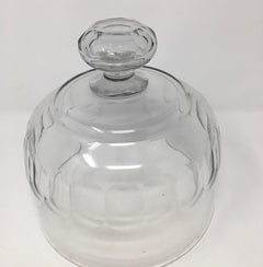 French Antique Glass Dome, Cloche with Solid Glass Knob Handle