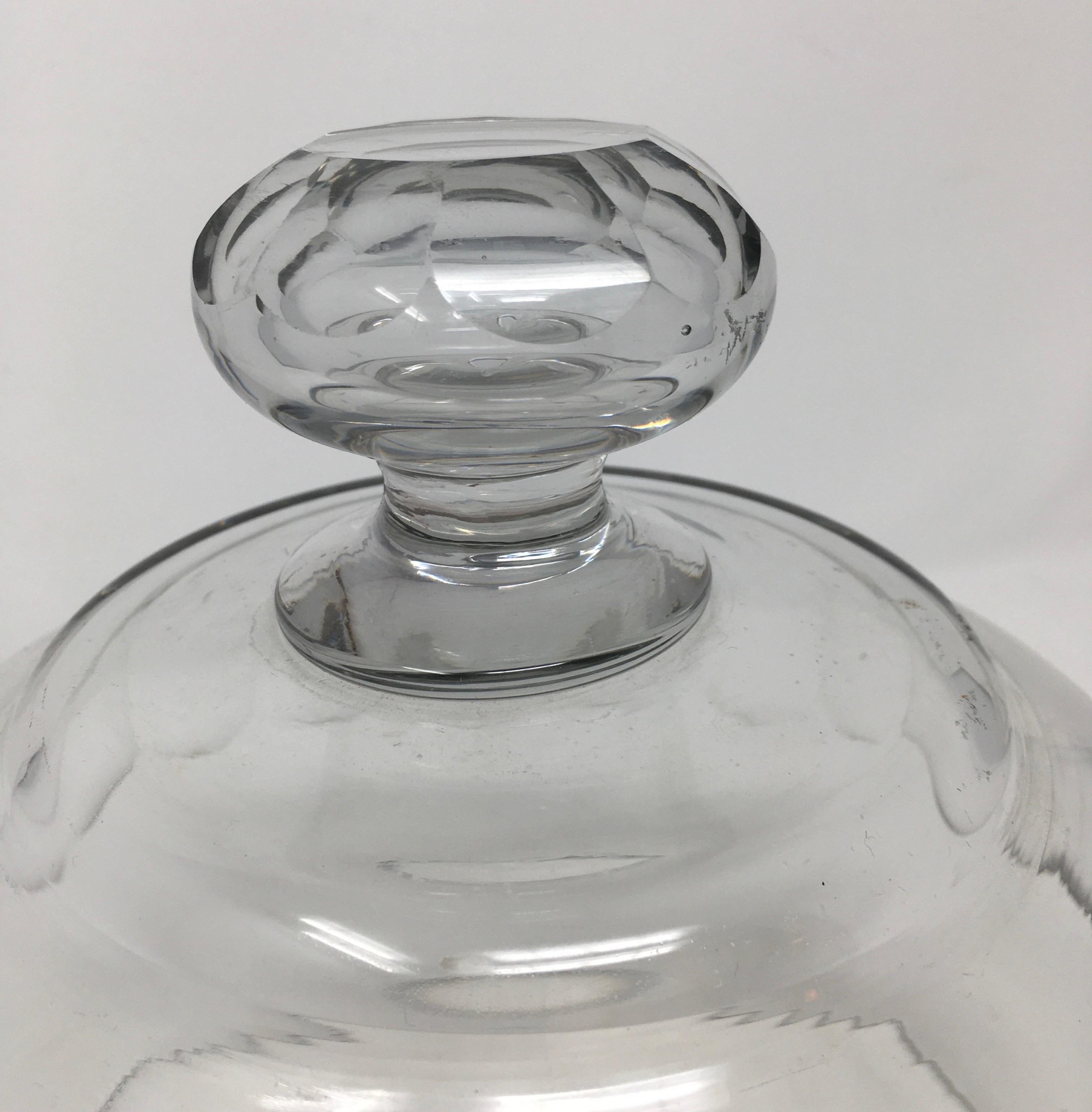 20th Century French Antique Glass Dome, Cloche with Solid Glass Knob Handle