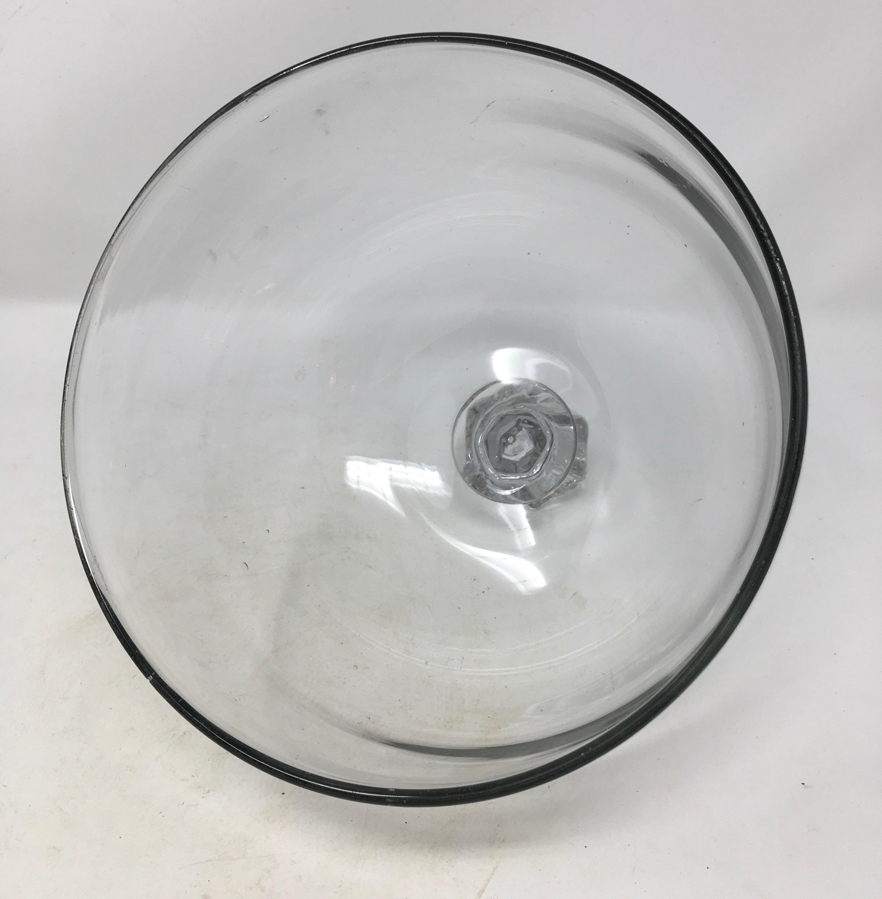French Antique Glass Dome, Cloche with Solid Glass Knob Handle at