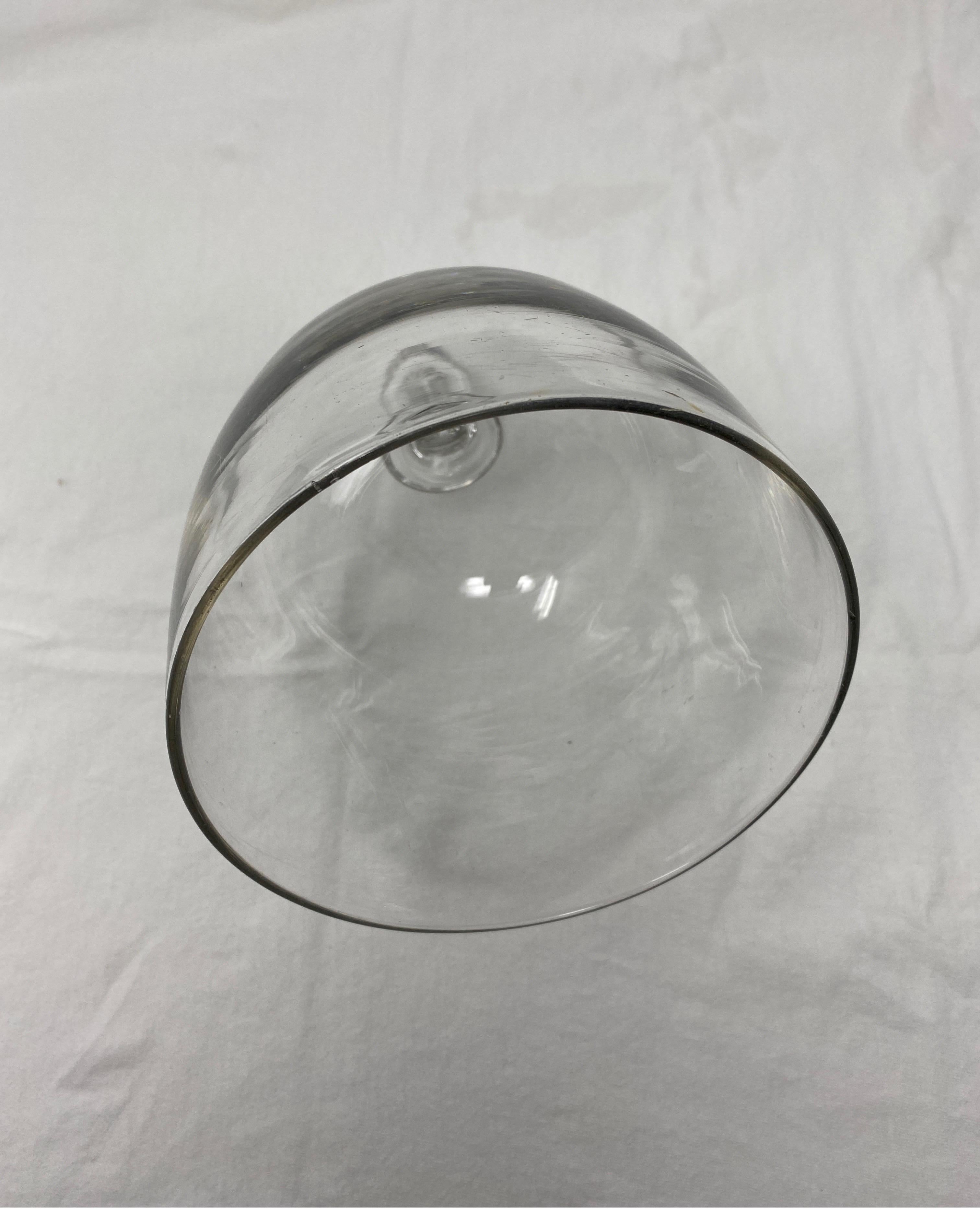 French Antique Glass Dome, Cloche with Solid Glass Knob Handle 2