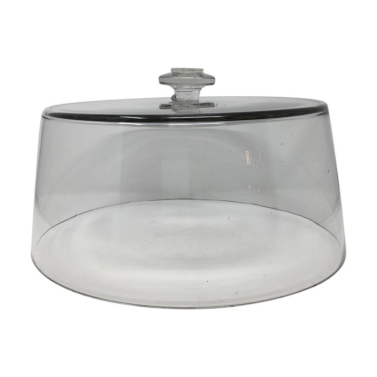French Antique Glass Dome, Cloche with Solid Glass Knob Handle at 1stDibs