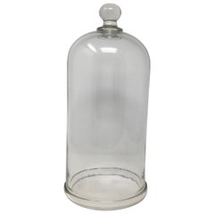 Cloche et dôme en verre ancien français avec poignée en verre massif