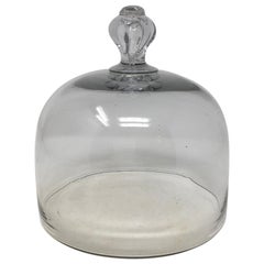 Cloche et dôme en verre ancien français avec poignée en verre massif