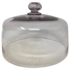 Cloche et dôme en verre ancien français avec poignée en verre massif