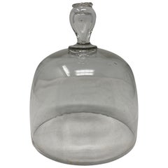 French Antique Glass Dome, Cloche with Solid Glass Knob Handle