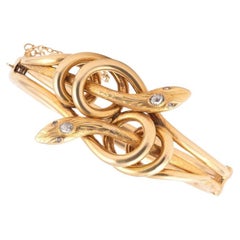 Französisches antikes Schlangenarmband aus Gold und Diamanten