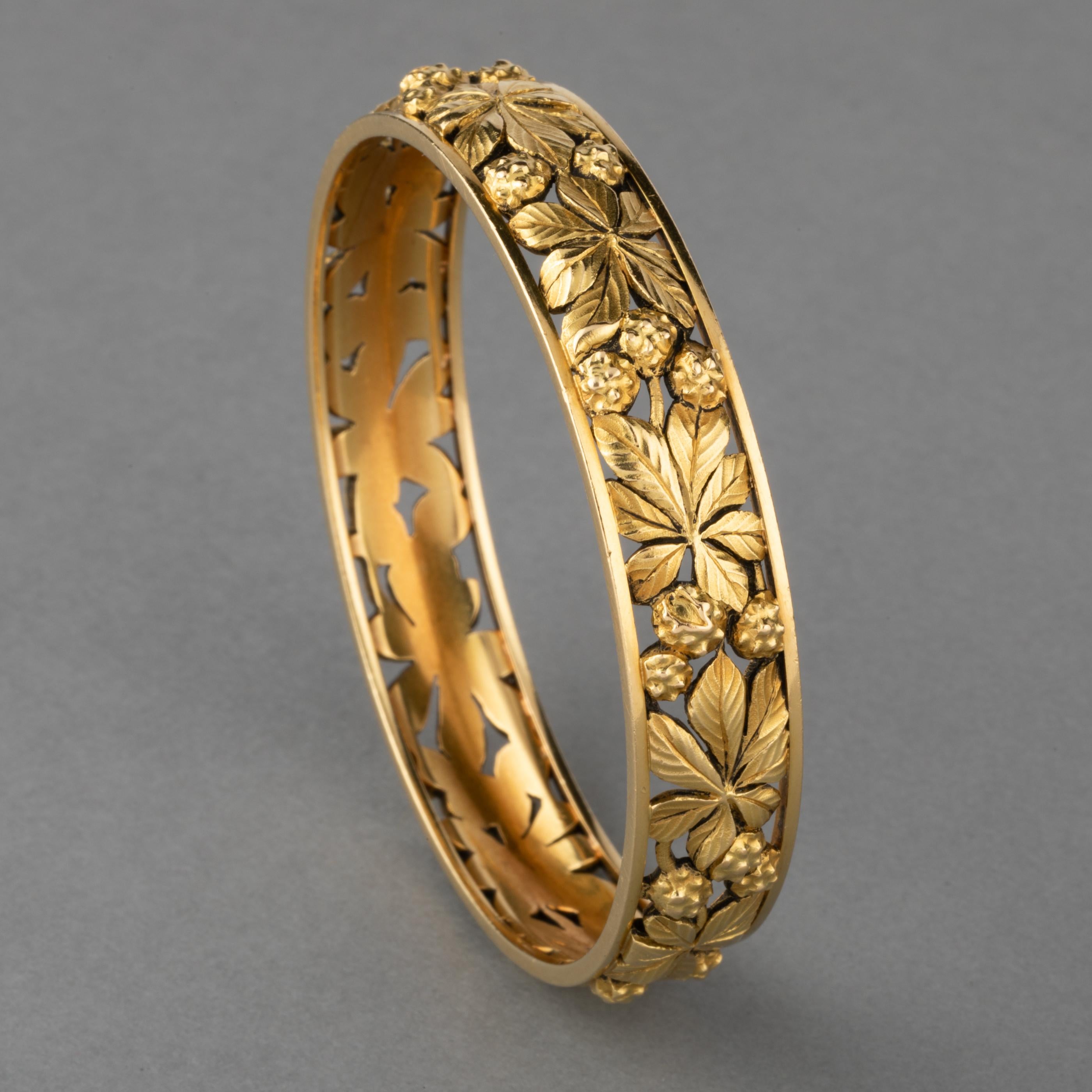 French Antique Gold Bangle Bracelet In Good Condition For Sale In Saint-Ouen, FR