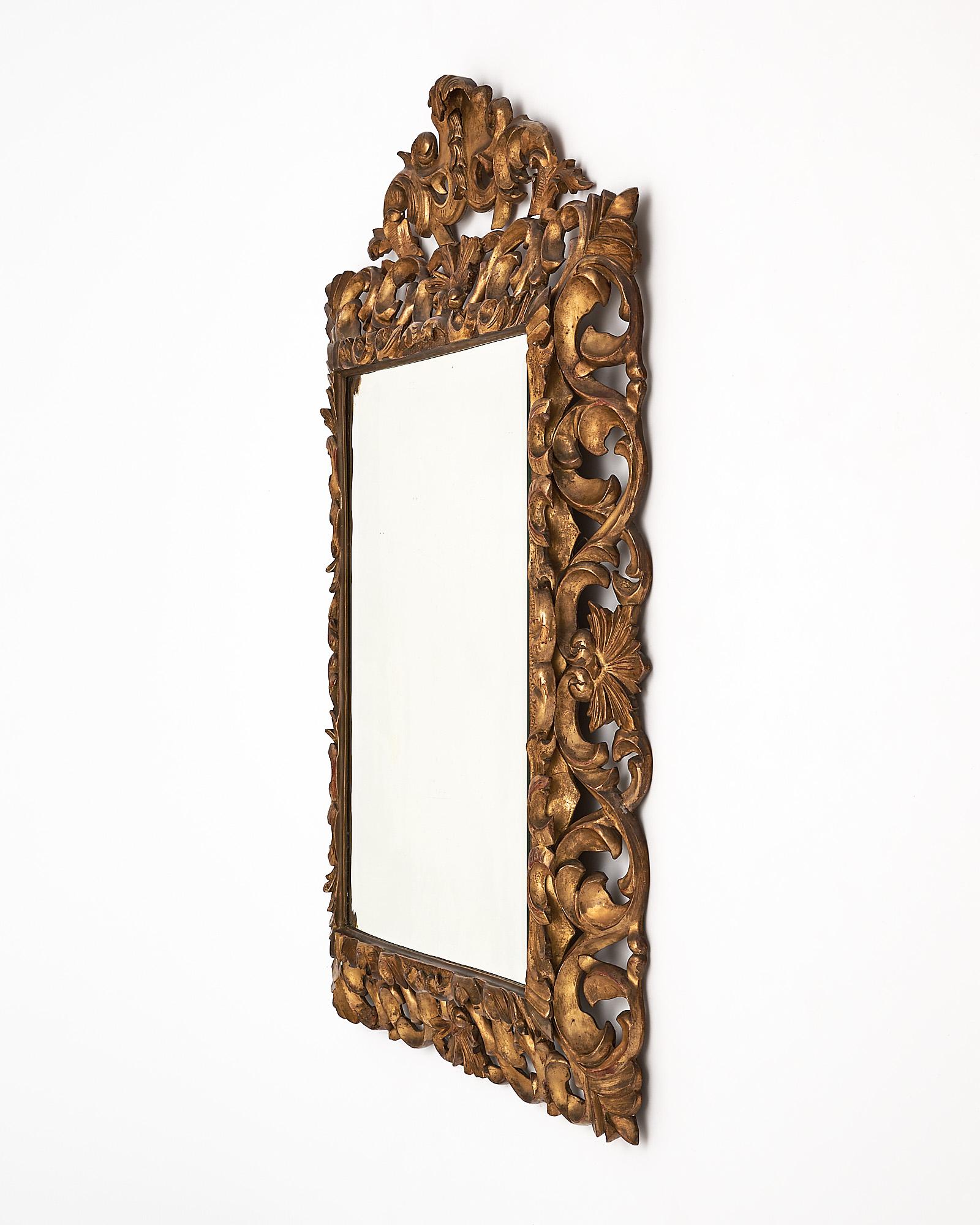 French Antique Gold Leafed Mirror In Good Condition In Austin, TX
