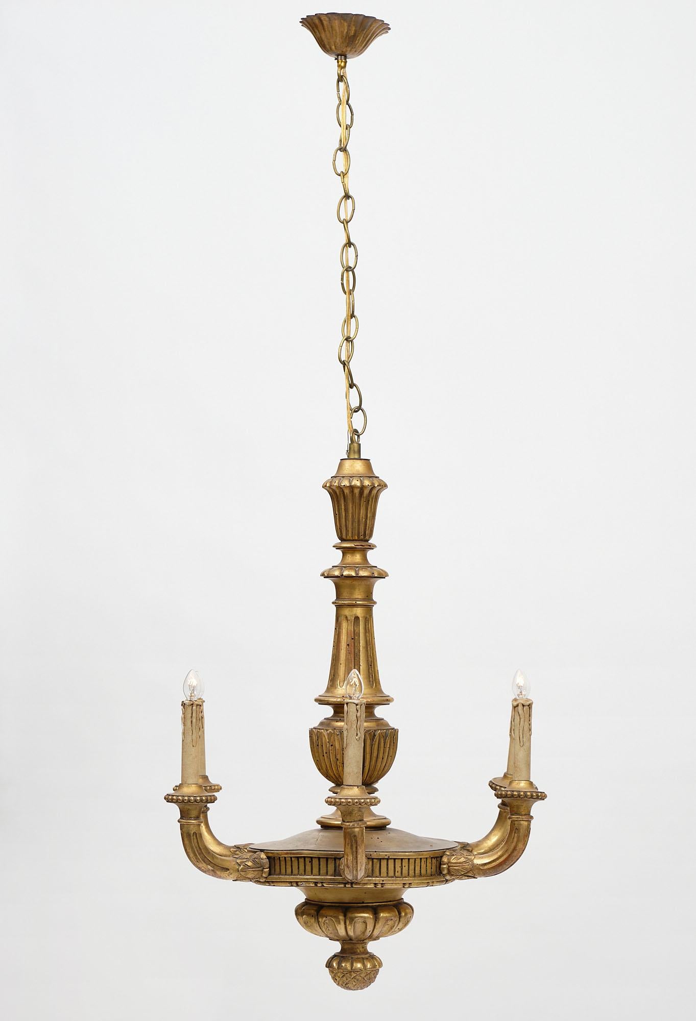 gold and wood chandelier