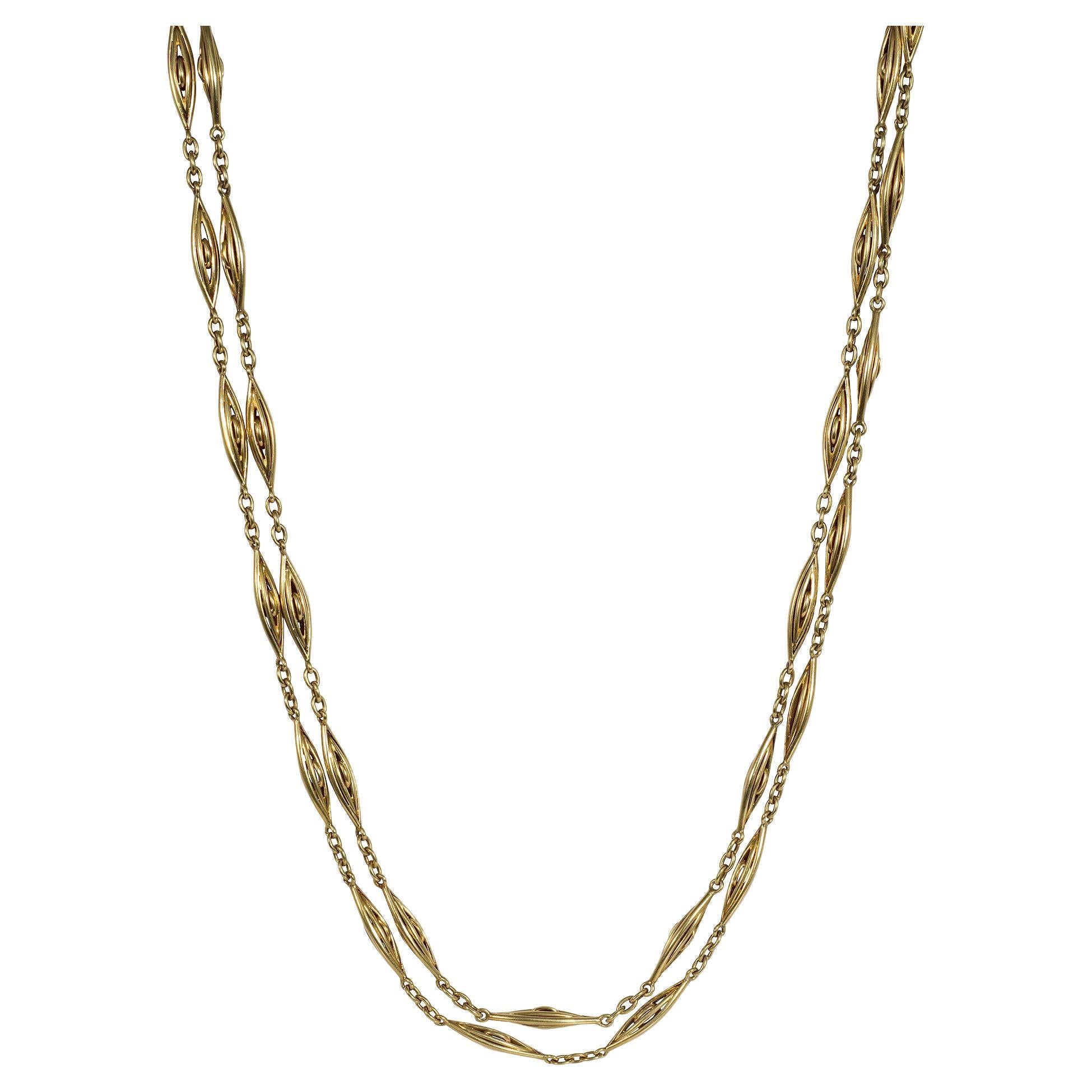 Abel and Zimmerman 18 Karat Gold Braided Oval Links Chain Necklace for