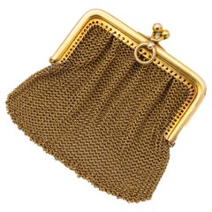 Französische antike Goldnetztasche aus Mesh-Handtasche - Münztasche aus 18 Karat Gelbgold