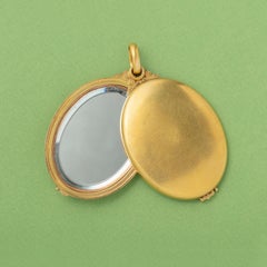 French Antique Gold Mistletoe Locket