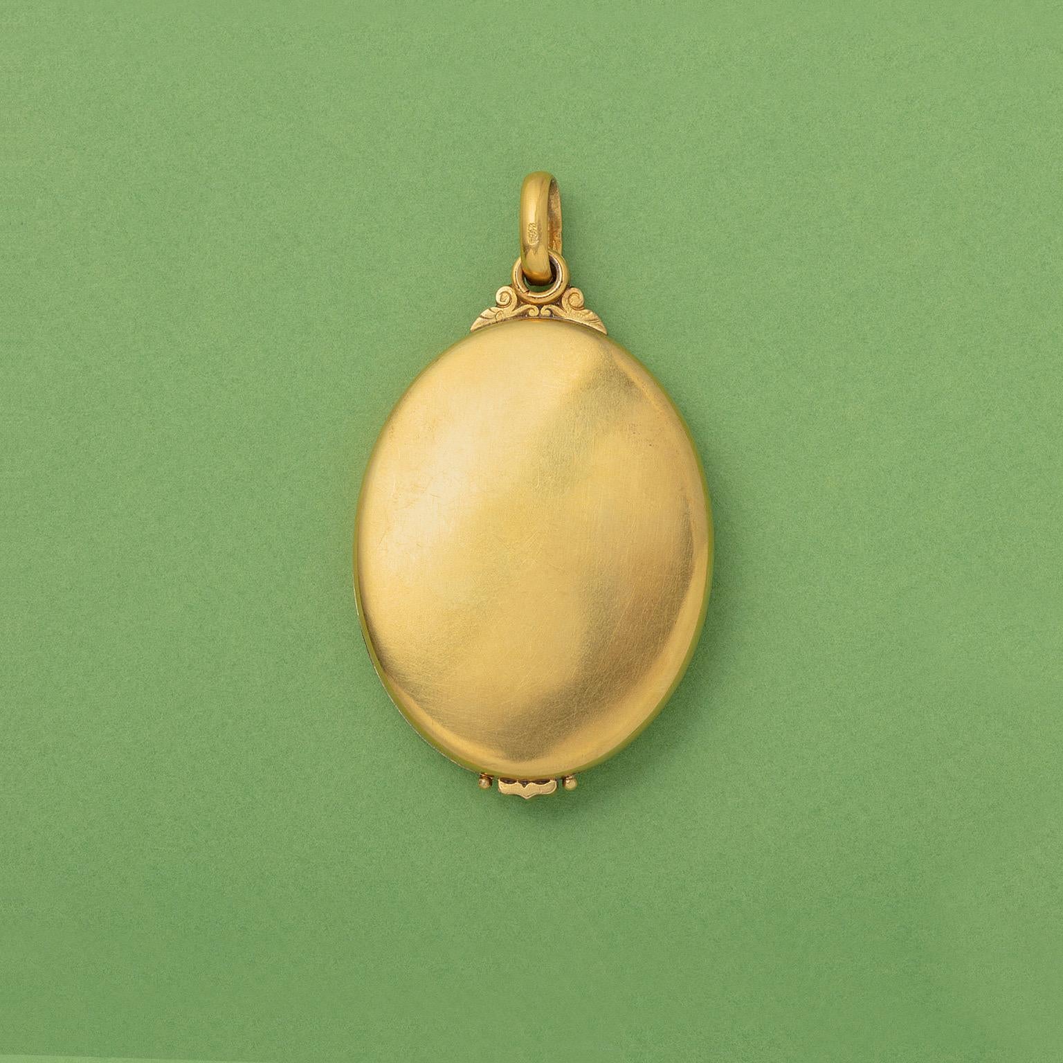 Women's or Men's French Antique Gold Mistletoe Locket 
