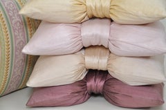 French Antique Golden Buttercup Yellow Silk Bow Cushion Pillow