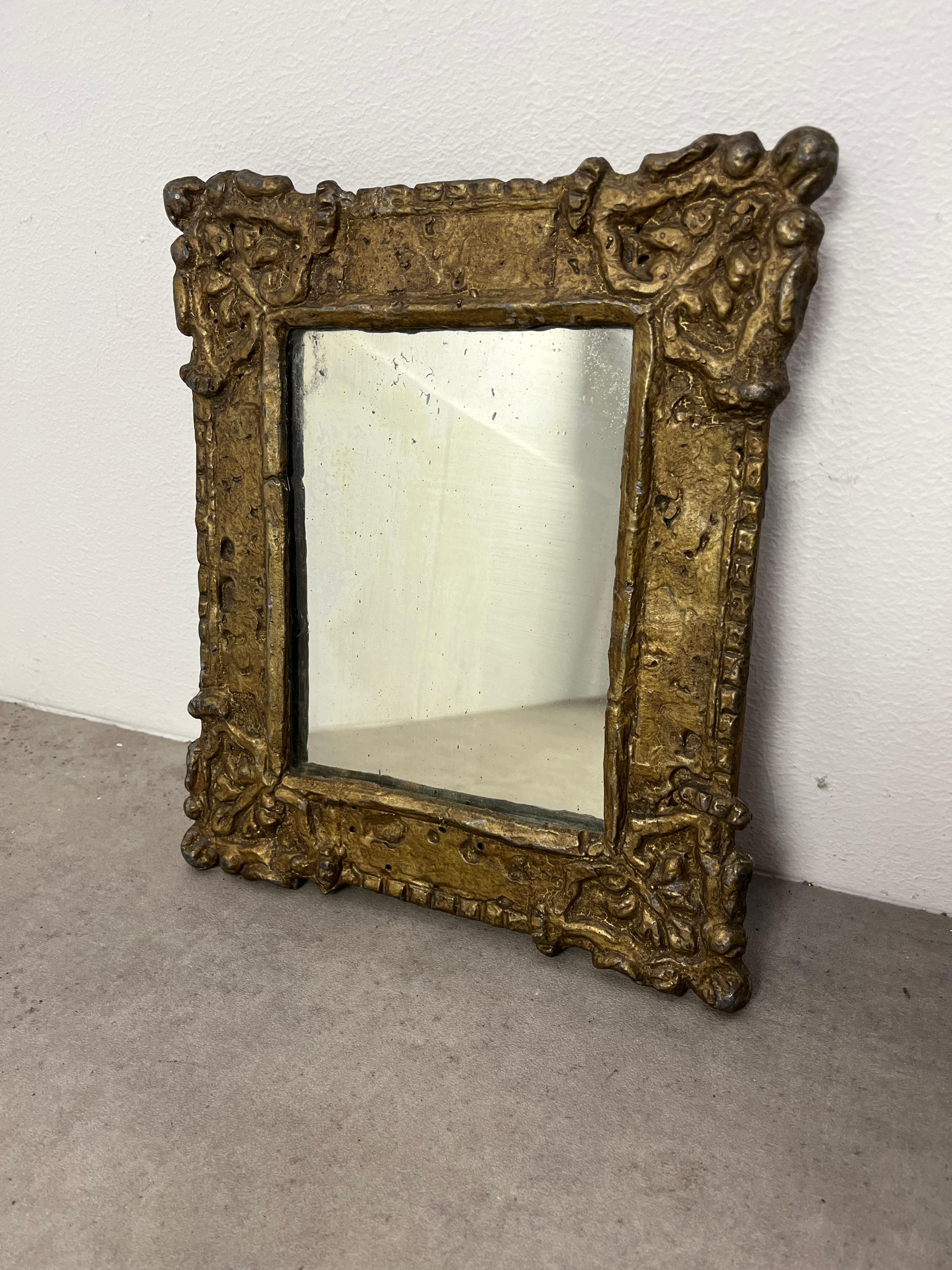 Antique Mirror en plomb doré français 19ème siècle en vente 5