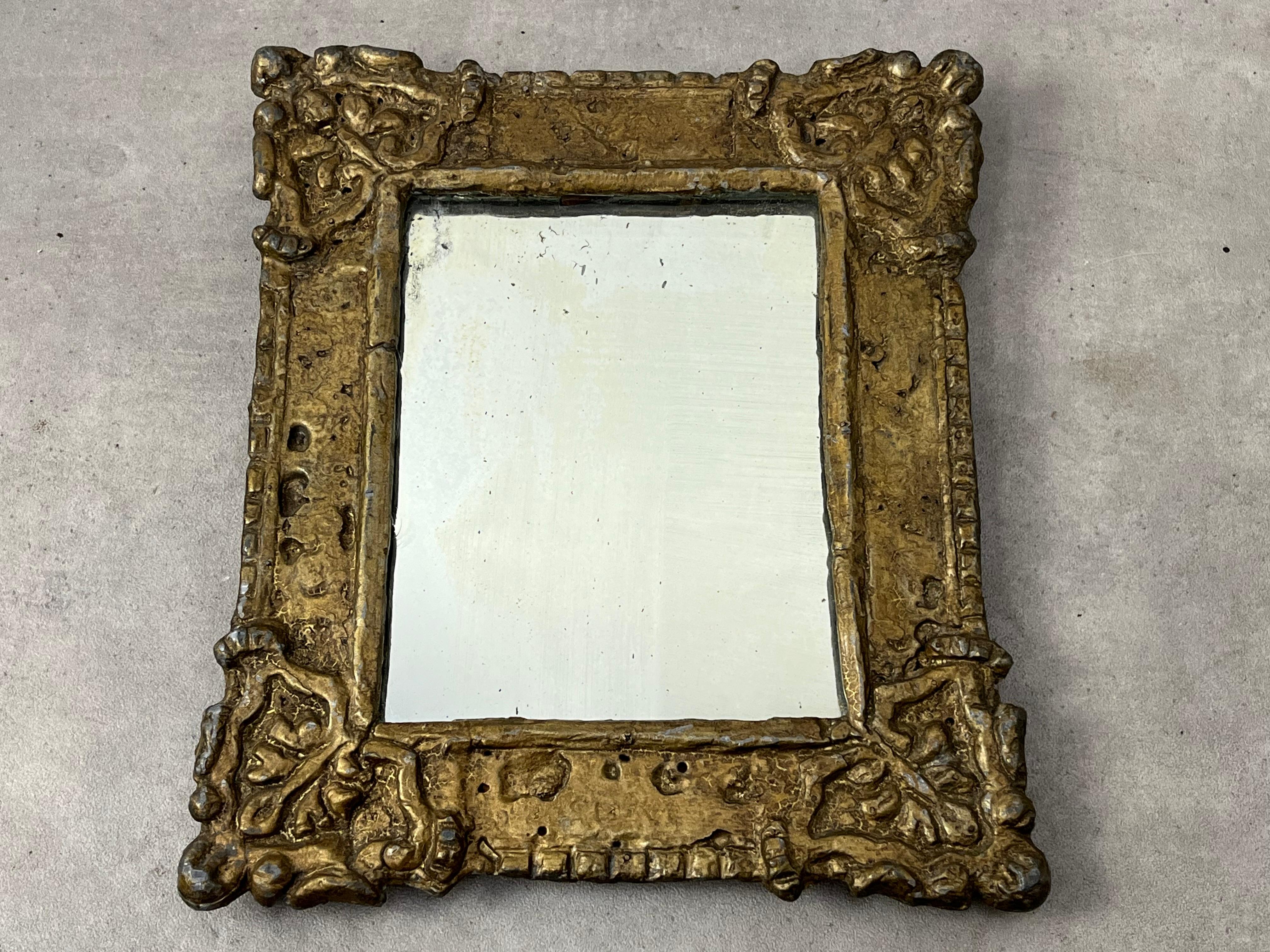Antique Mirror en plomb doré français 19ème siècle en vente 7