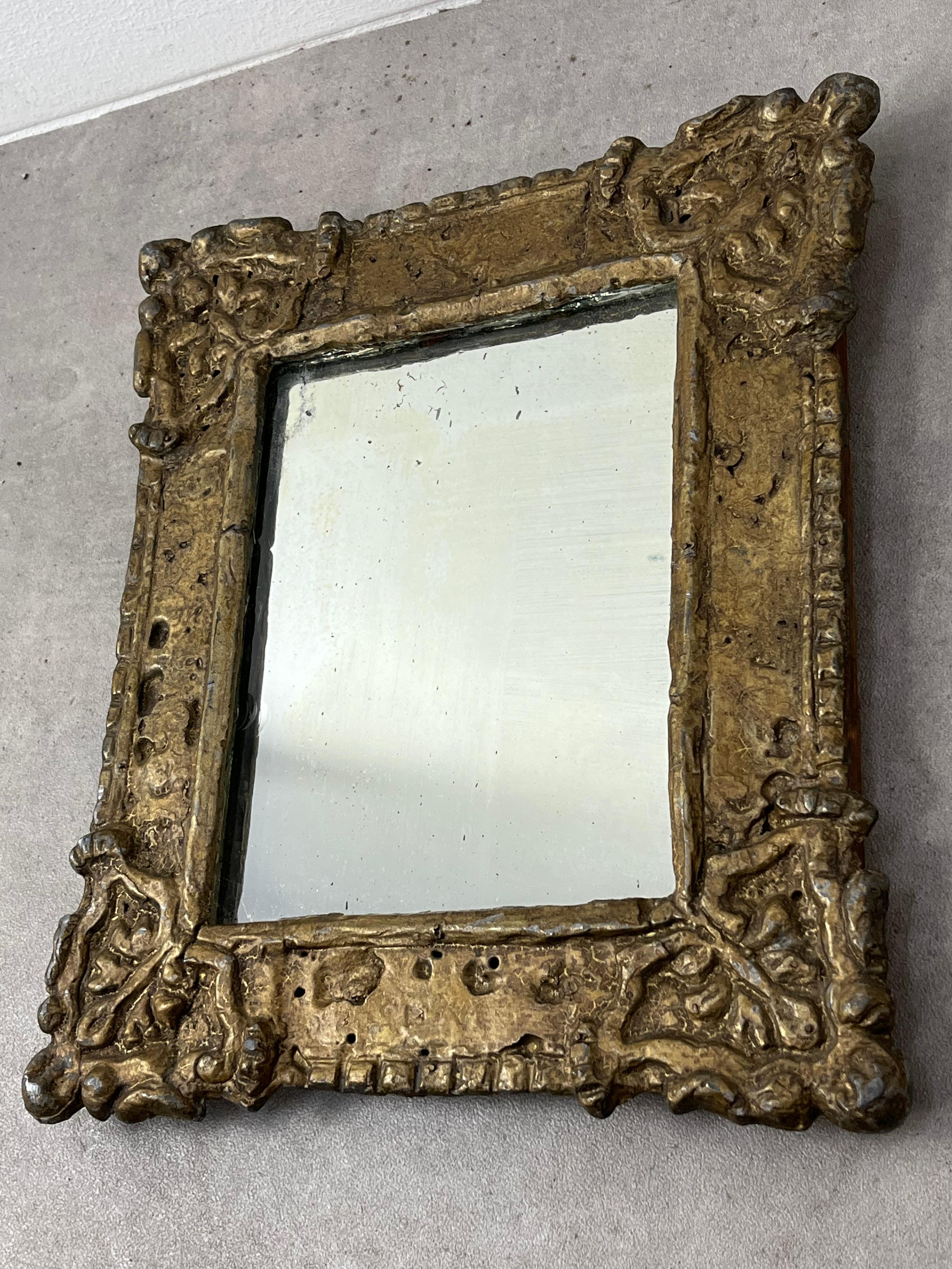 Antique Mirror en plomb doré français 19ème siècle en vente 8