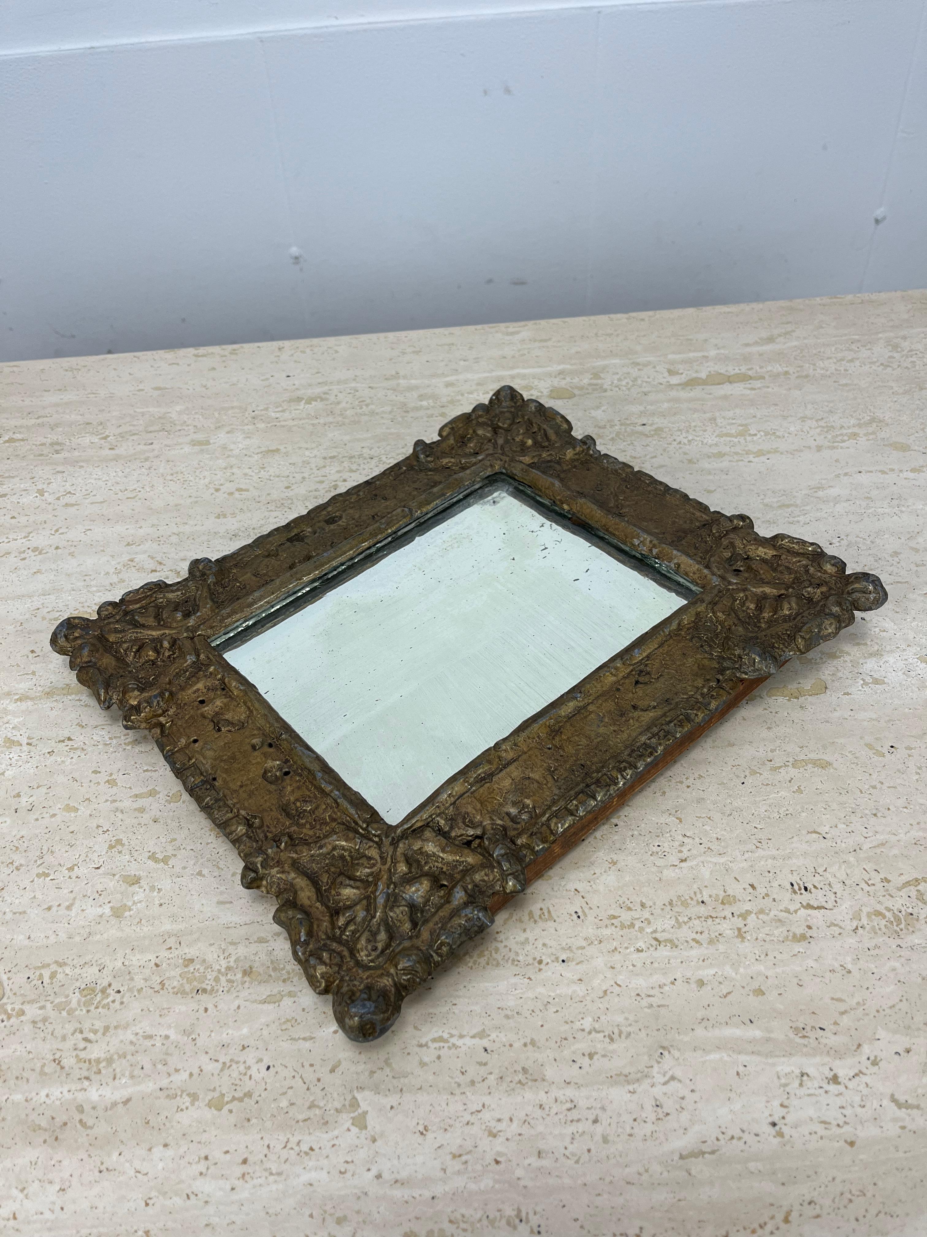 Français Antique Mirror en plomb doré français 19ème siècle en vente