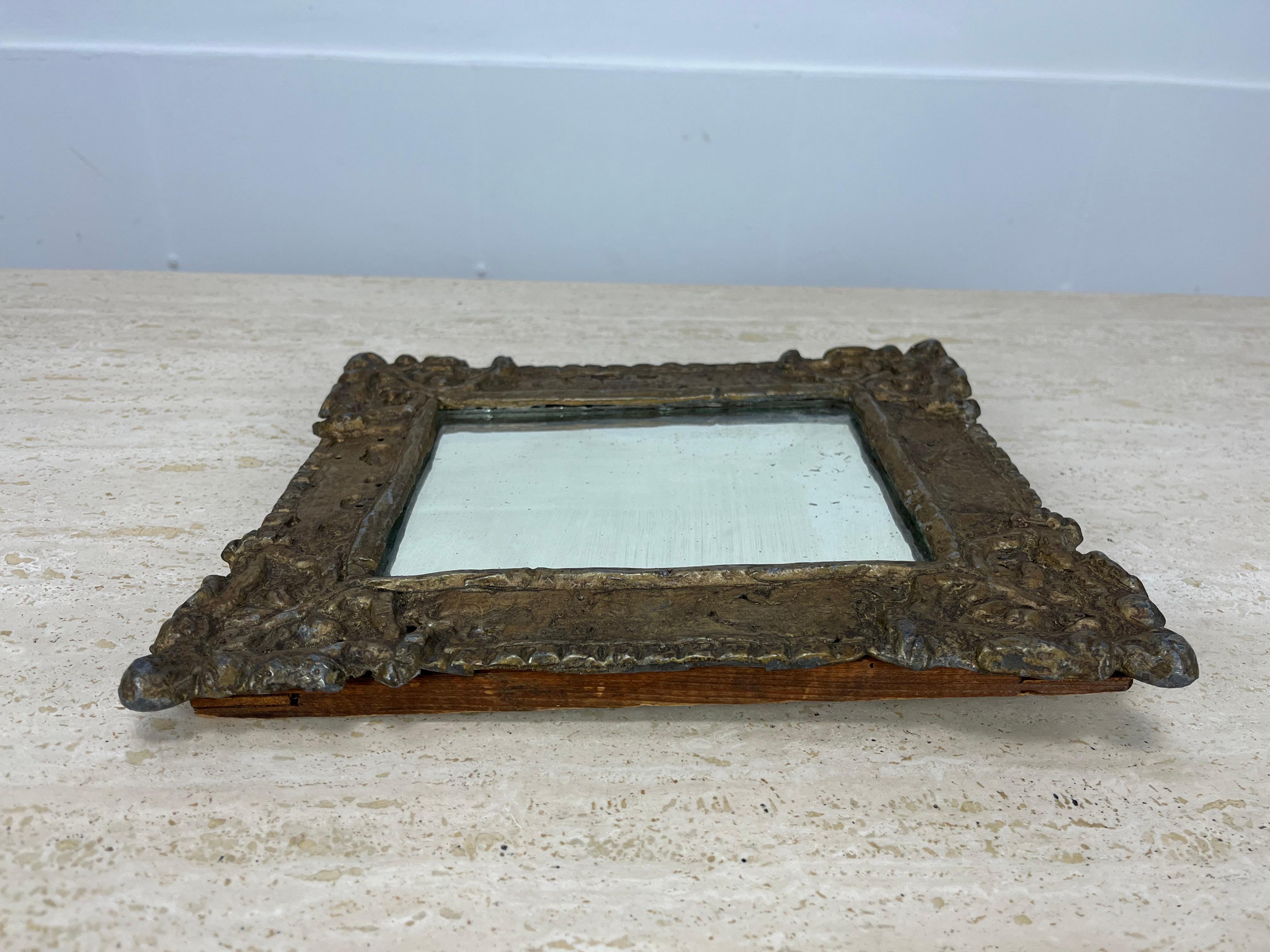Antique Mirror en plomb doré français 19ème siècle Bon état - En vente à BELFORT, FR