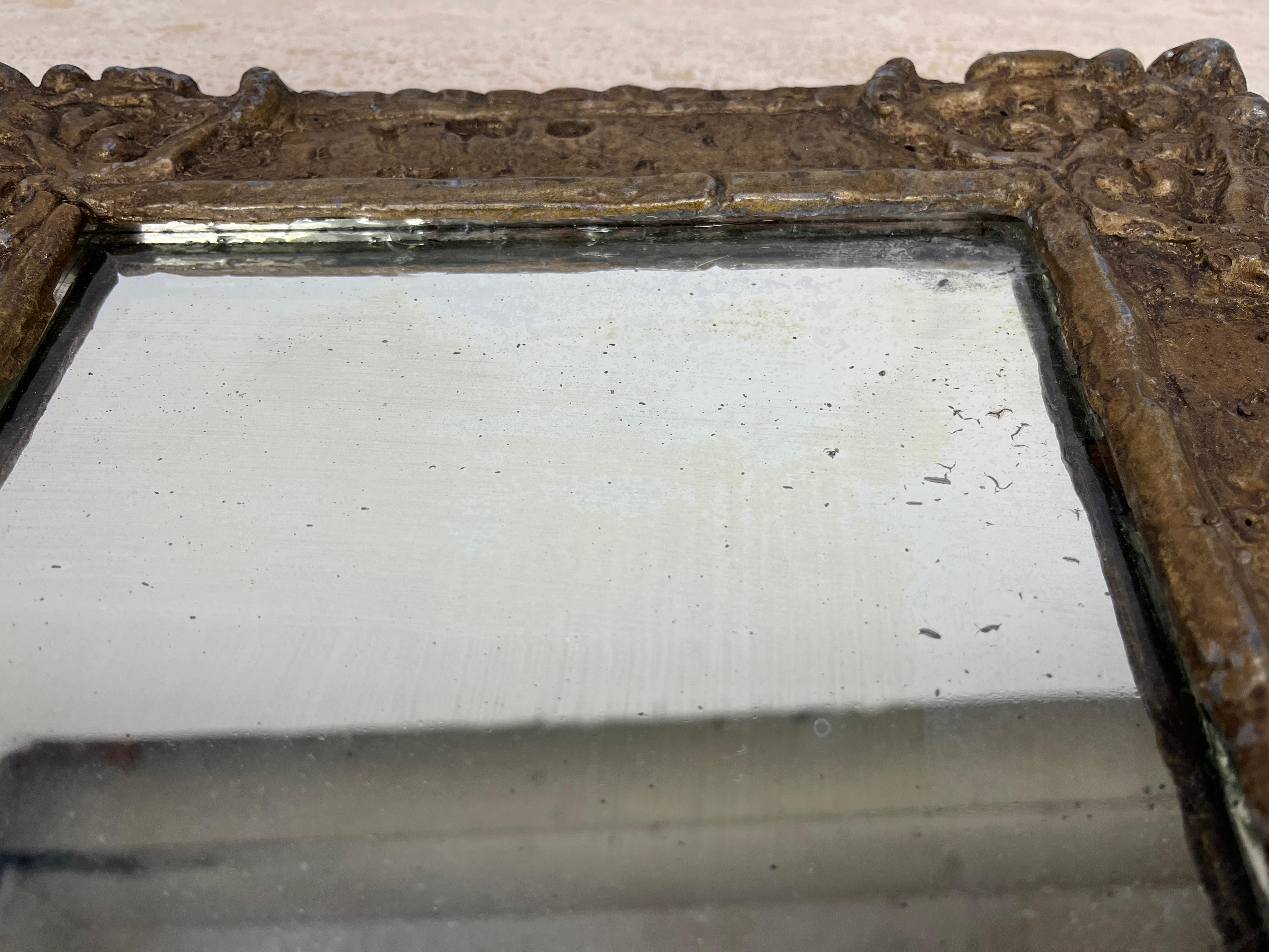 Métal Antique Mirror en plomb doré français 19ème siècle en vente