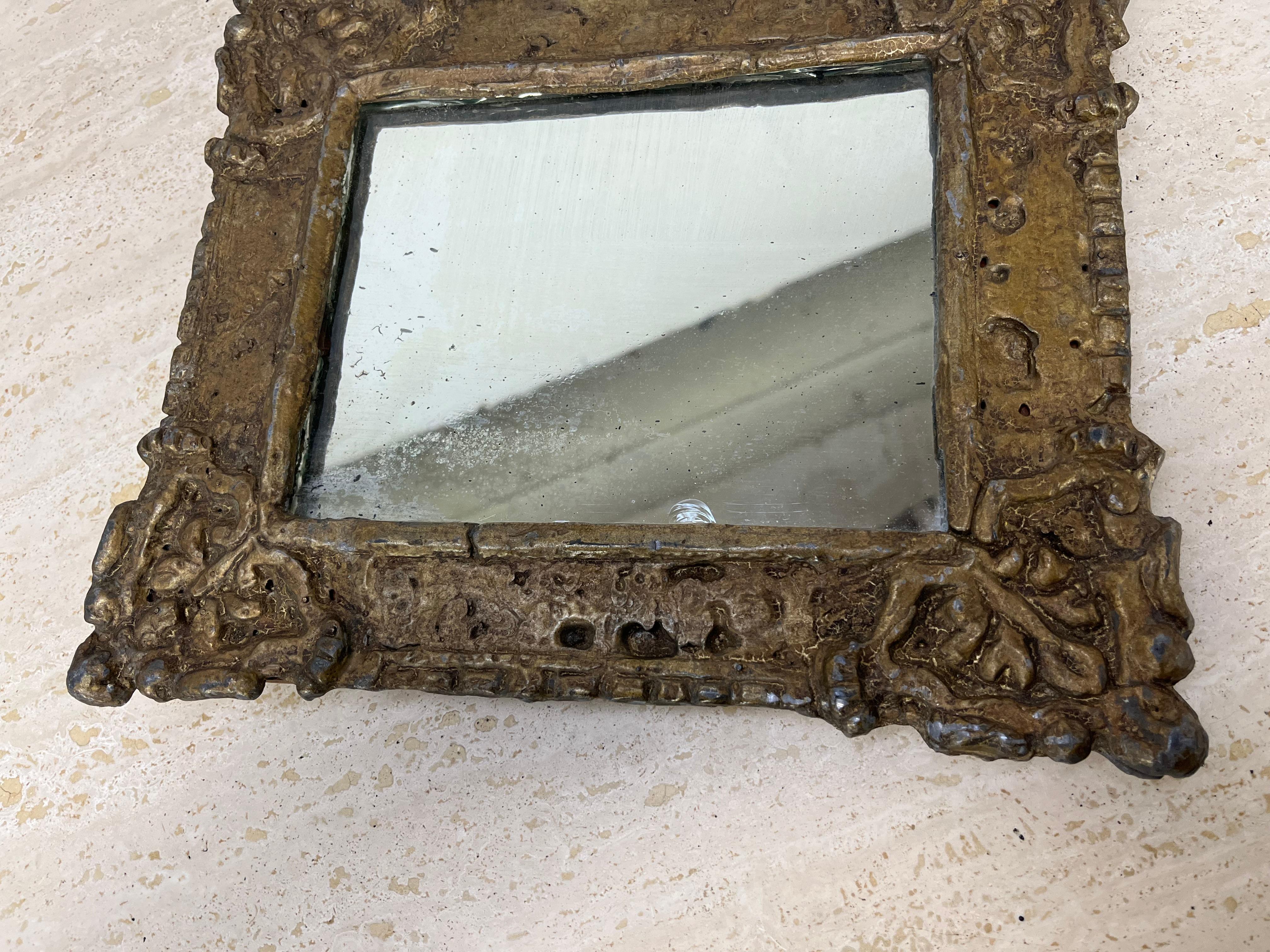 Antique Mirror en plomb doré français 19ème siècle en vente 1
