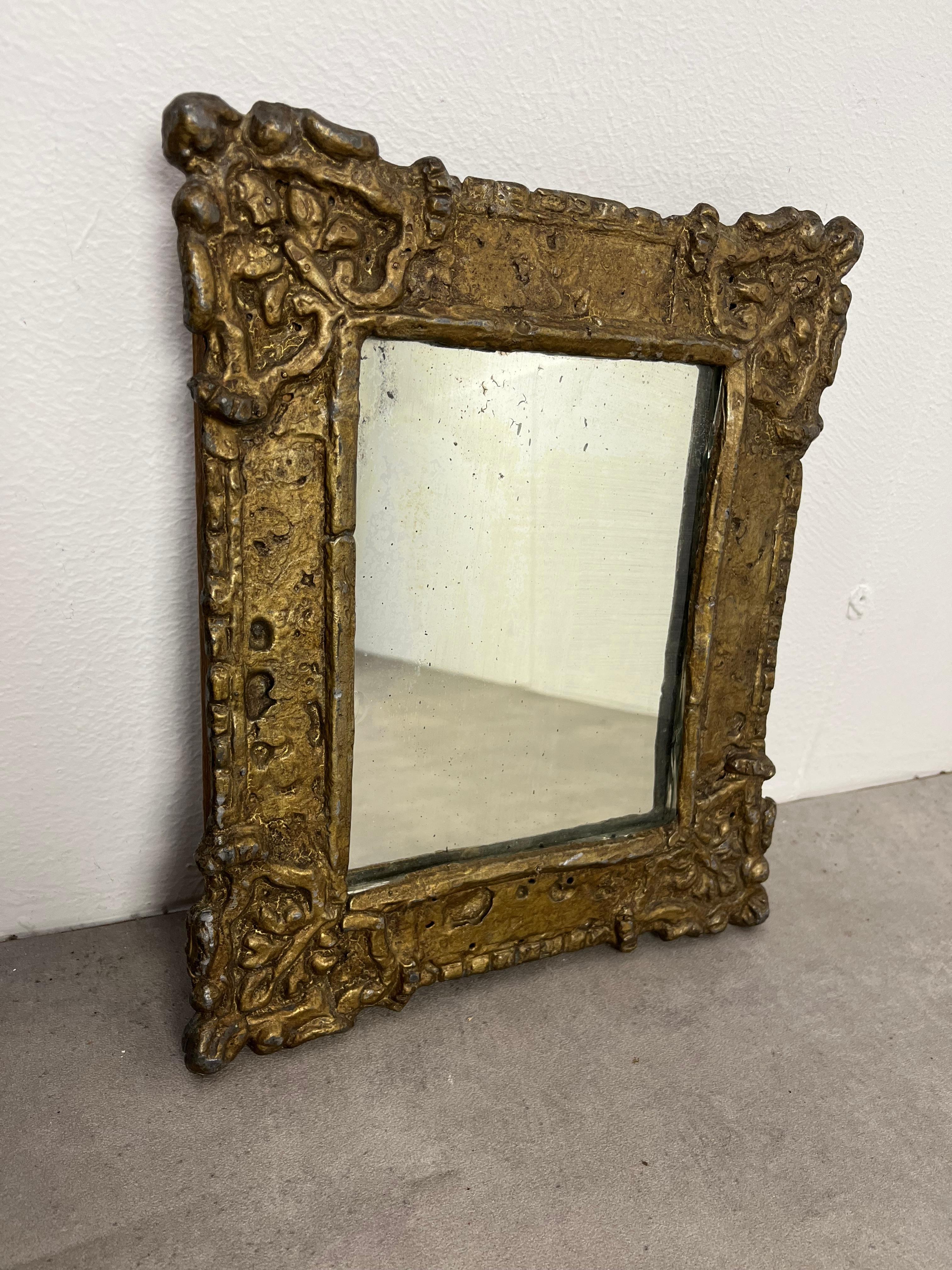 Antique Mirror en plomb doré français 19ème siècle en vente 3