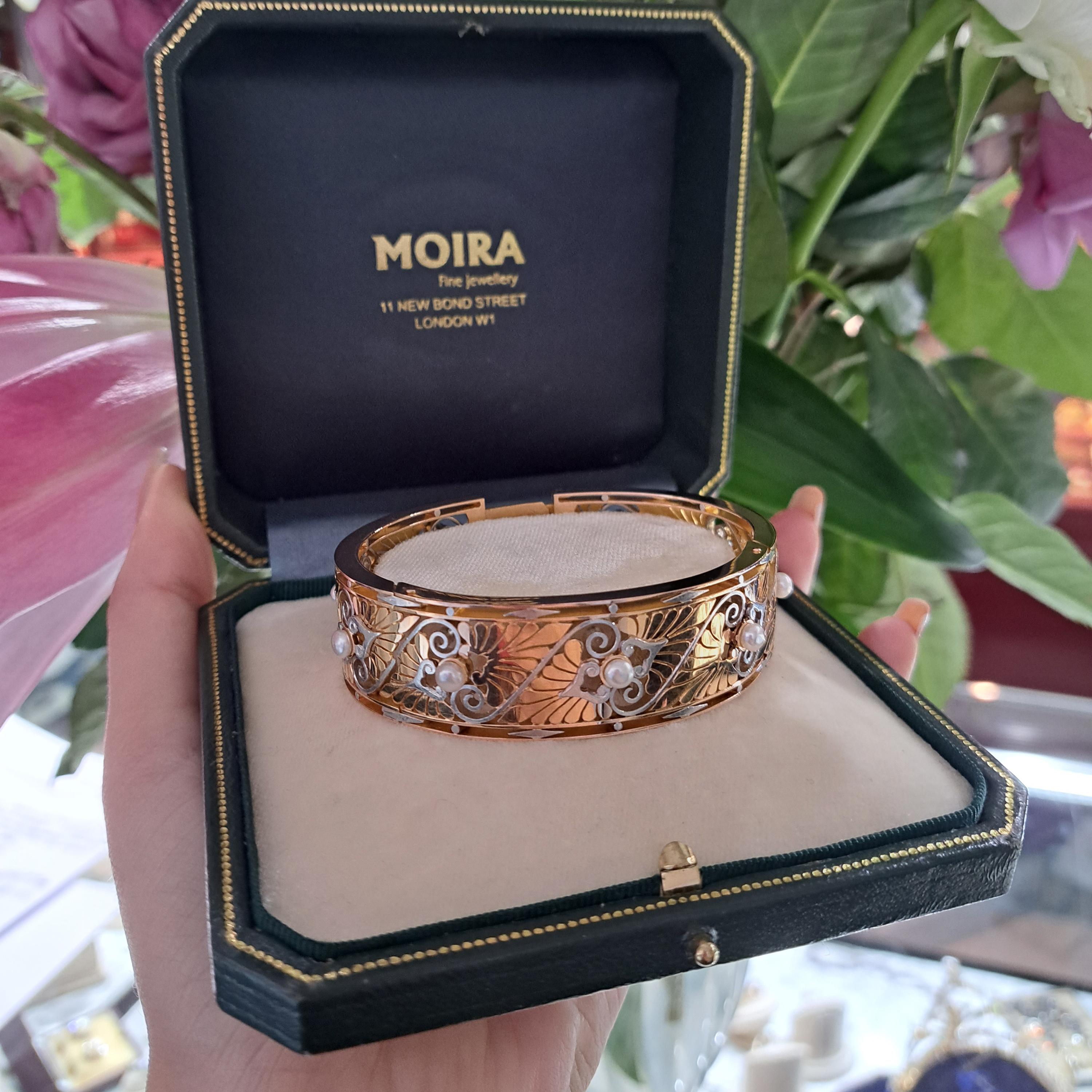 Französischer Armreif mit Perlen, Gold und Platin aus der griechischen Wiedergeburt, CIRCA 1870 im Angebot 3