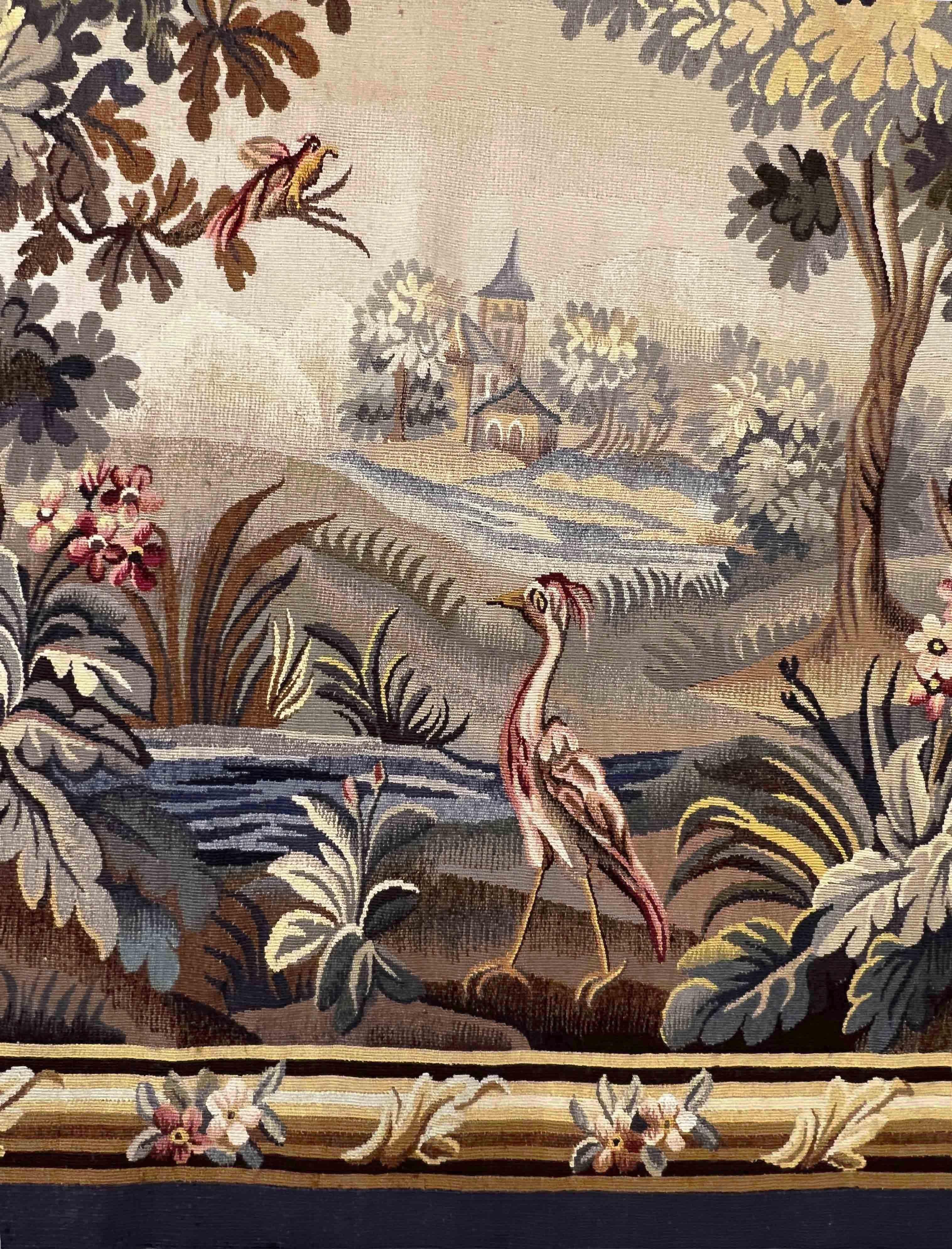 Antique French, Arazzo verde del XIX secolo della manifattura Aubusson - N° 1025 in vendita 2