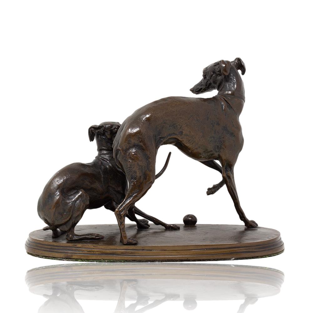 French Antique Greyhound Bronze Pierre-Jules Mene 1
