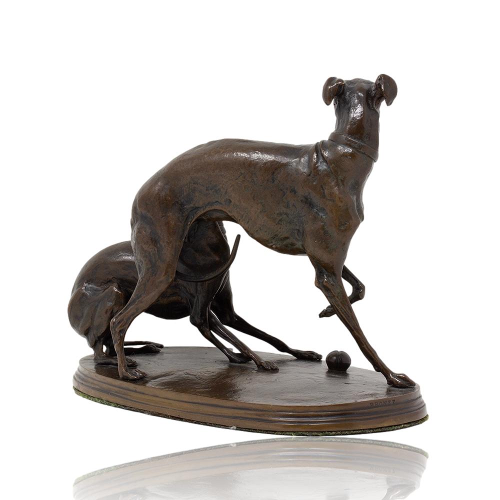 French Antique Greyhound Bronze Pierre-Jules Mene 2